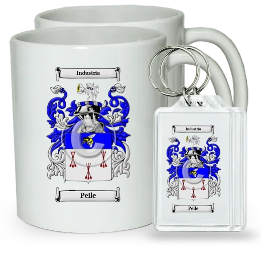 Peile Pair of Coffee Mugs and Pair of Keychains