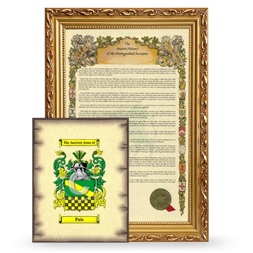 Pais Framed History and Coat of Arms Print - Gold