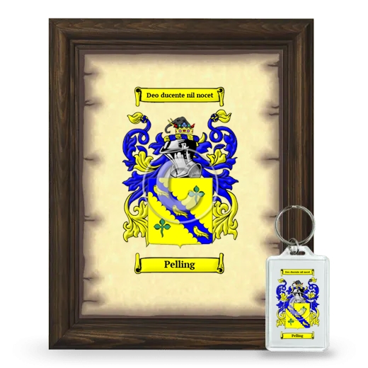 Pelling Framed Coat of Arms and Keychain - Brown