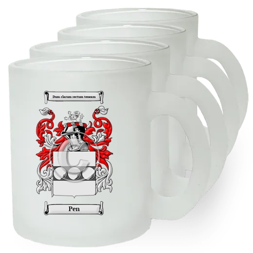 Pen Set of 4 Frosted Glass Mugs