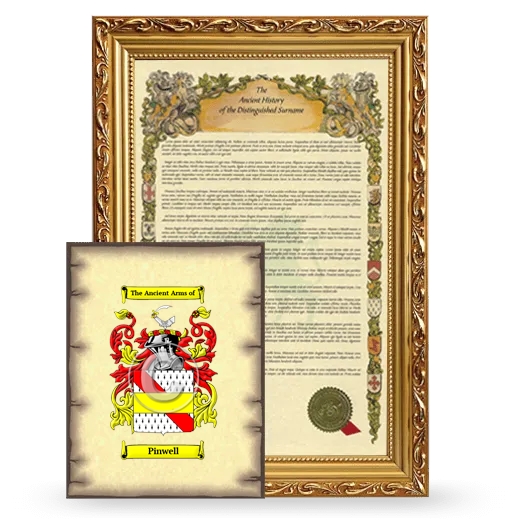 Pinwell Framed History and Coat of Arms Print - Gold