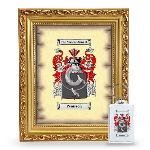 Penisson Framed Coat of Arms and Keychain - Gold