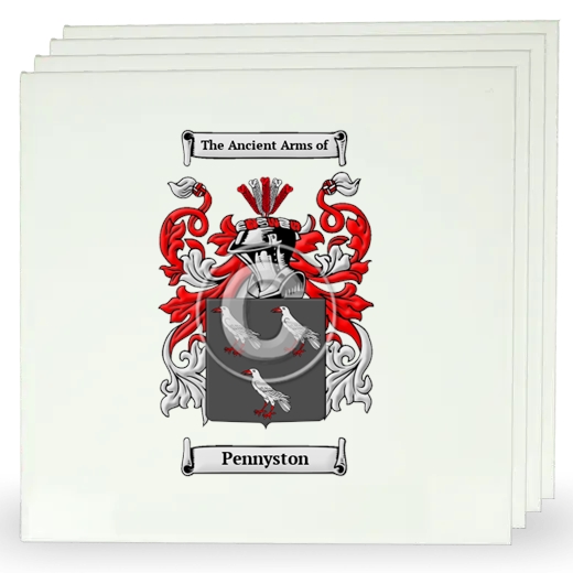 Pennyston Set of Four Large Tiles with Coat of Arms