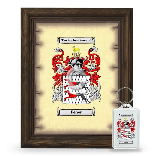 Penes Framed Coat of Arms and Keychain - Brown