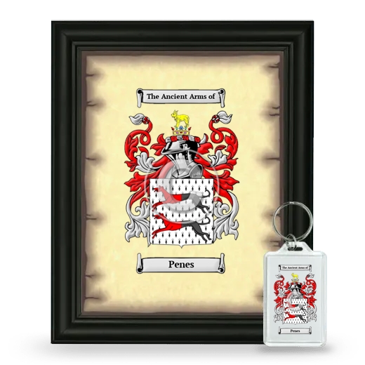 Penes Framed Coat of Arms and Keychain - Black