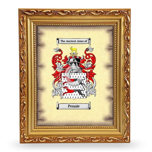 Pennie Coat of Arms Framed - Gold