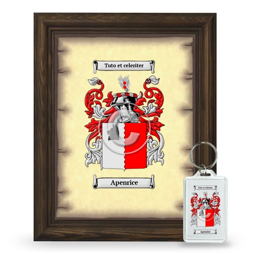Apenrice Framed Coat of Arms and Keychain - Brown