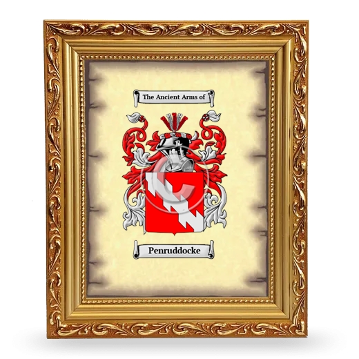 Penruddocke Coat of Arms Framed - Gold