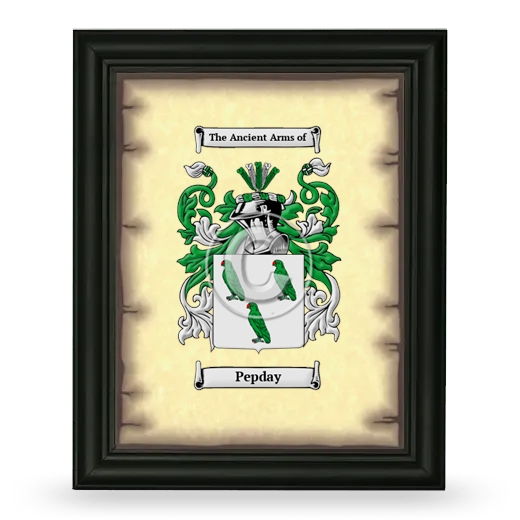 Pepday Coat of Arms Framed - Black