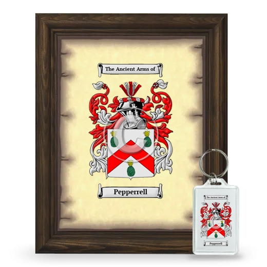 Pepperrell Framed Coat of Arms and Keychain - Brown