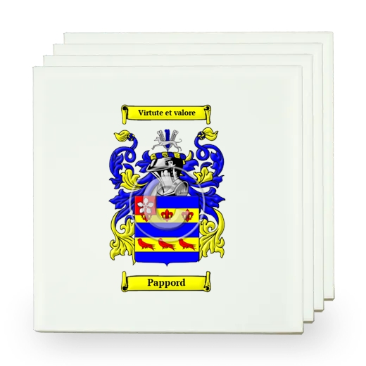 Pappord Set of Four Small Tiles with Coat of Arms