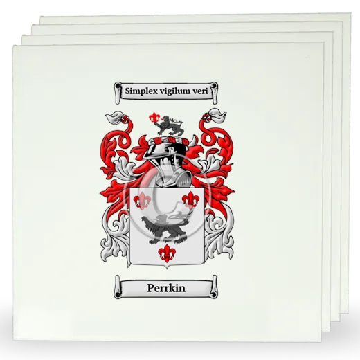 Perrkin Set of Four Large Tiles with Coat of Arms