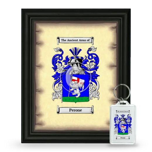 Perone Framed Coat of Arms and Keychain - Black