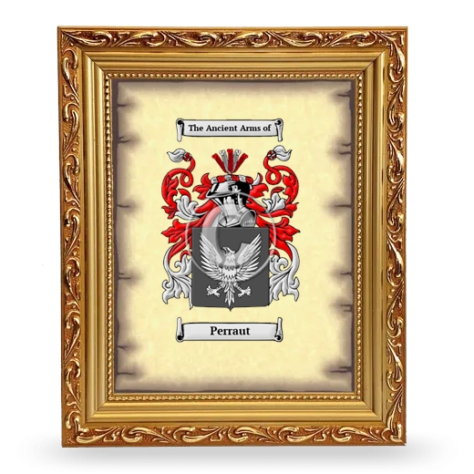 Perraut Coat of Arms Framed - Gold