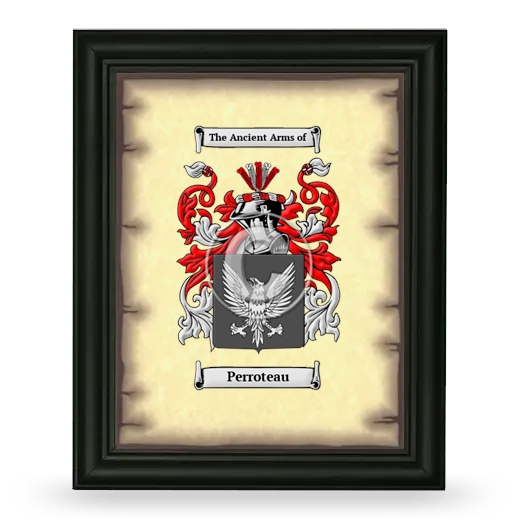 Perroteau Coat of Arms Framed - Black