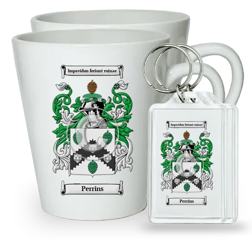 Perrins Pair of Latte Mugs and Pair of Keychains