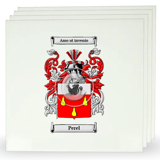 Perel Set of Four Large Tiles with Coat of Arms