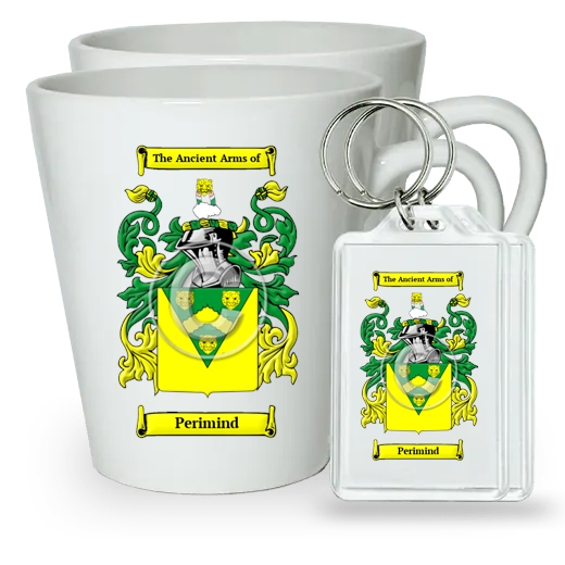 Perimind Pair of Latte Mugs and Pair of Keychains