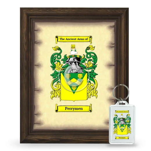 Perrymen Framed Coat of Arms and Keychain - Brown