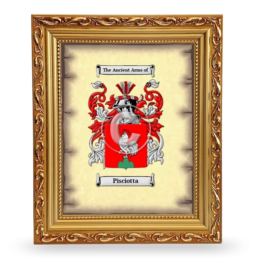 Pisciotta Coat of Arms Framed - Gold