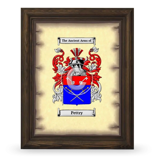 Pettry Coat of Arms Framed - Brown