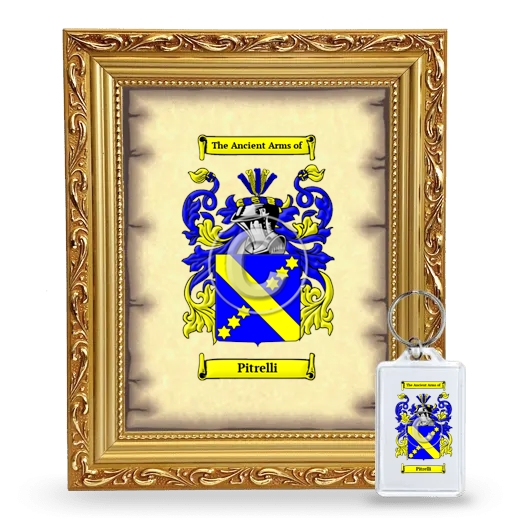Pitrelli Framed Coat of Arms and Keychain - Gold