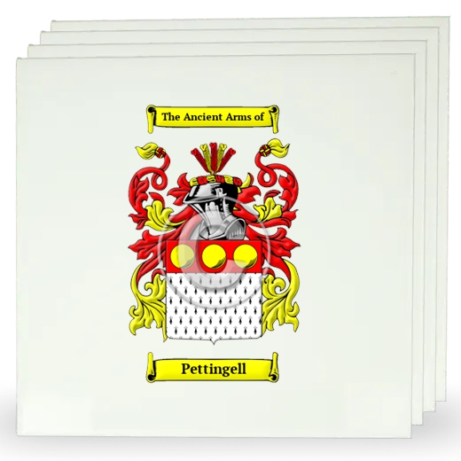 Pettingell Set of Four Large Tiles with Coat of Arms