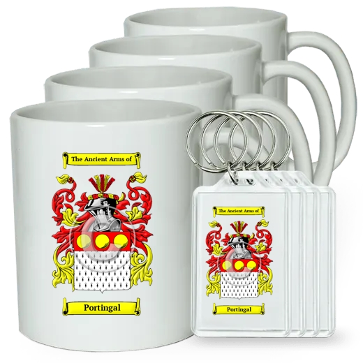 Portingal Set of 4 Coffee Mugs and Keychains