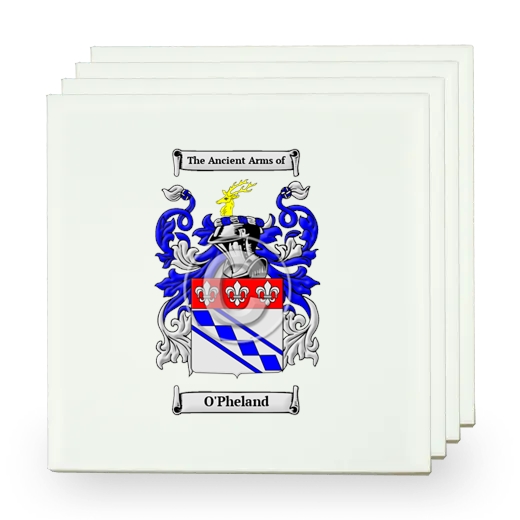 O'Pheland Set of Four Small Tiles with Coat of Arms