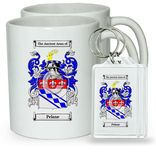 Pelane Pair of Coffee Mugs and Pair of Keychains
