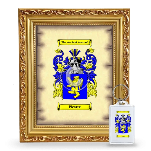 Picarte Framed Coat of Arms and Keychain - Gold