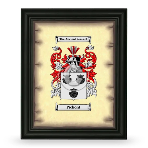 Pichont Coat of Arms Framed - Black