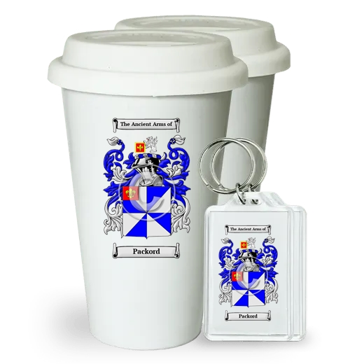 Packord Pair of Ceramic Tumblers with Lids and Keychains