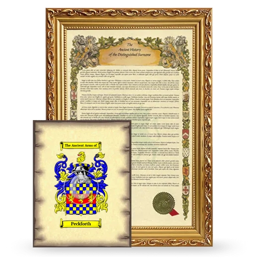 Peckforth Framed History and Coat of Arms Print - Gold