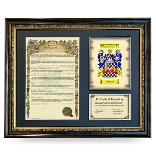 Pichfard Framed Surname History and Coat of Arms- Heirloom
