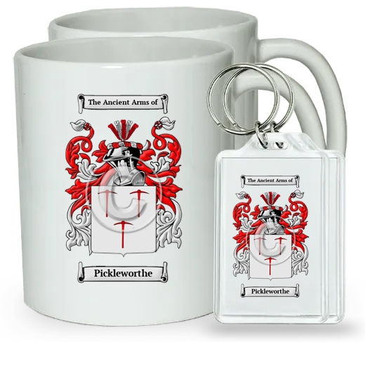 Pickleworthe Pair of Coffee Mugs and Pair of Keychains