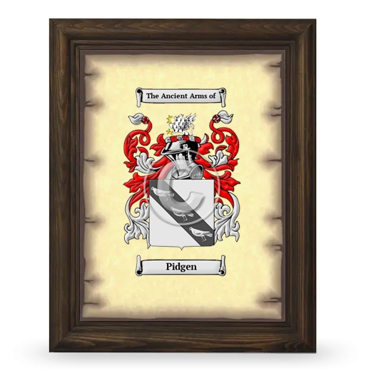 Pidgen Coat of Arms Framed - Brown