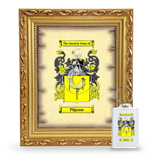 Pilgram Framed Coat of Arms and Keychain - Gold