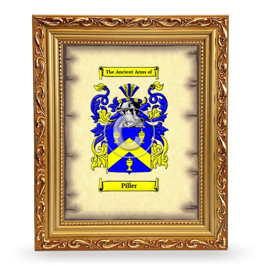 Piller Coat of Arms Framed - Gold