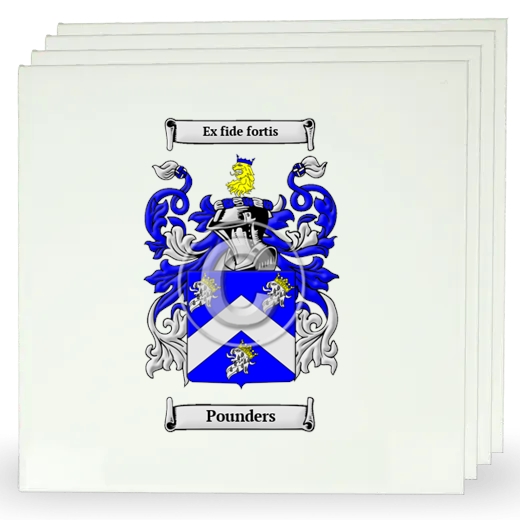 Pounders Set of Four Large Tiles with Coat of Arms