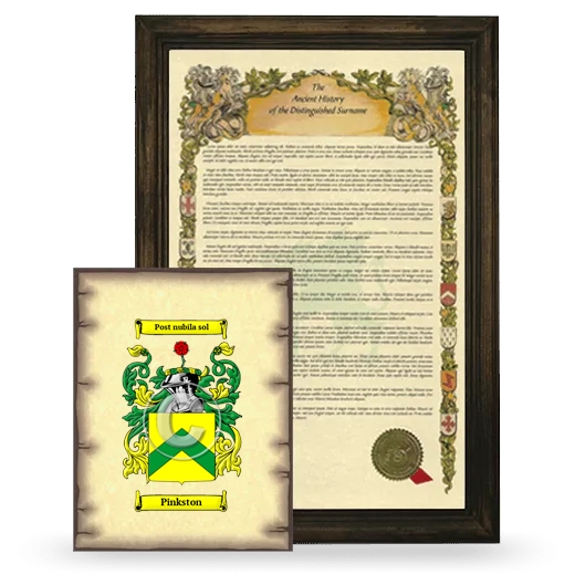 Pinkston Framed History and Coat of Arms Print - Brown