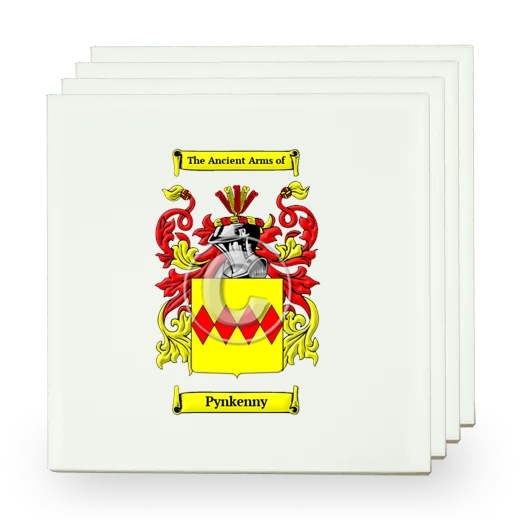 Pynkenny Set of Four Small Tiles with Coat of Arms