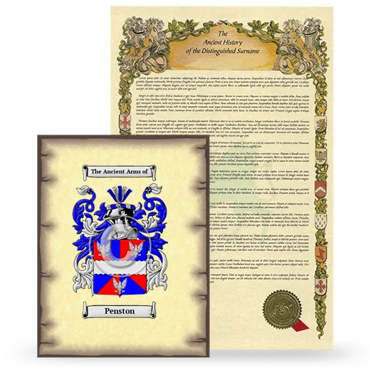 Penston Coat of Arms and Surname History Package