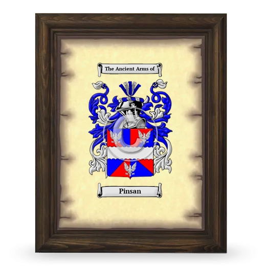 Pinsan Coat of Arms Framed - Brown