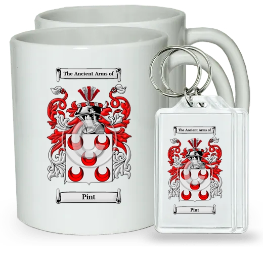 Pint Pair of Coffee Mugs and Pair of Keychains