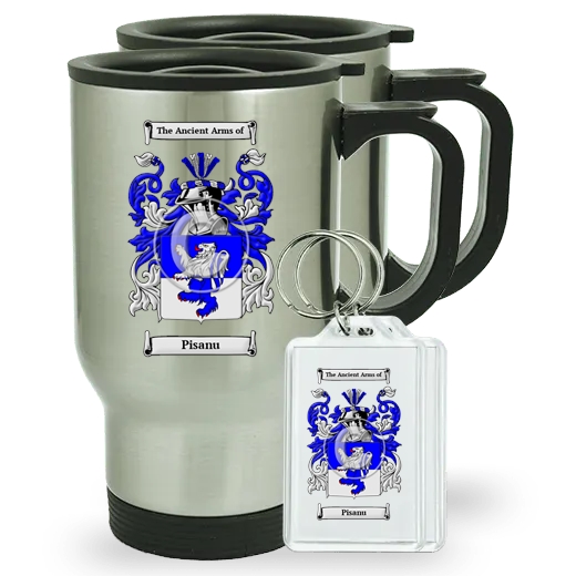 Pisanu Pair of Travel Mugs and pair of Keychains