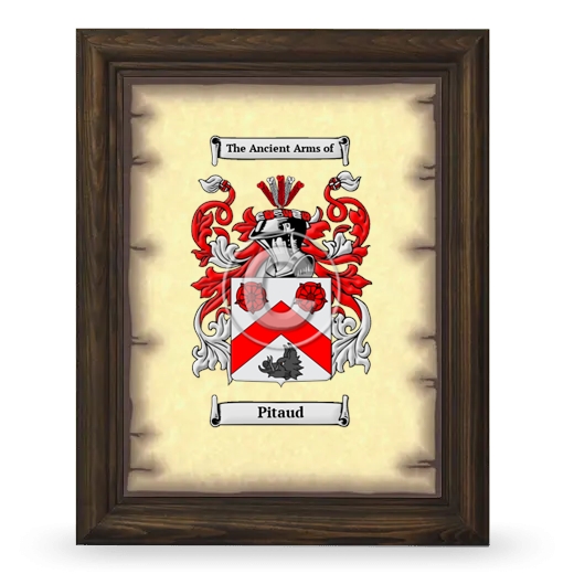 Pitaud Coat of Arms Framed - Brown