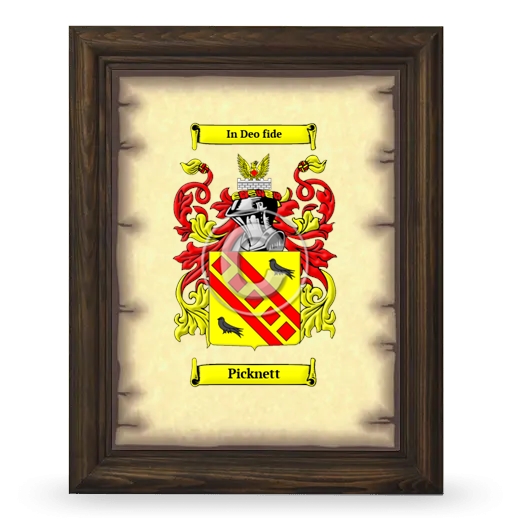 Picknett Coat of Arms Framed - Brown