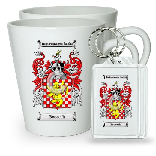 Boocech Pair of Latte Mugs and Pair of Keychains
