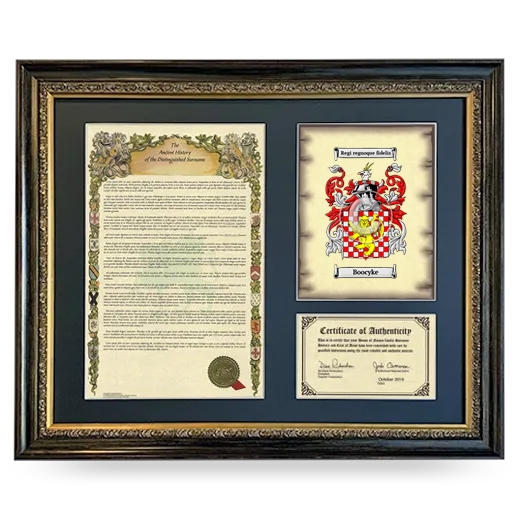 Boocyke Framed Surname History and Coat of Arms- Heirloom